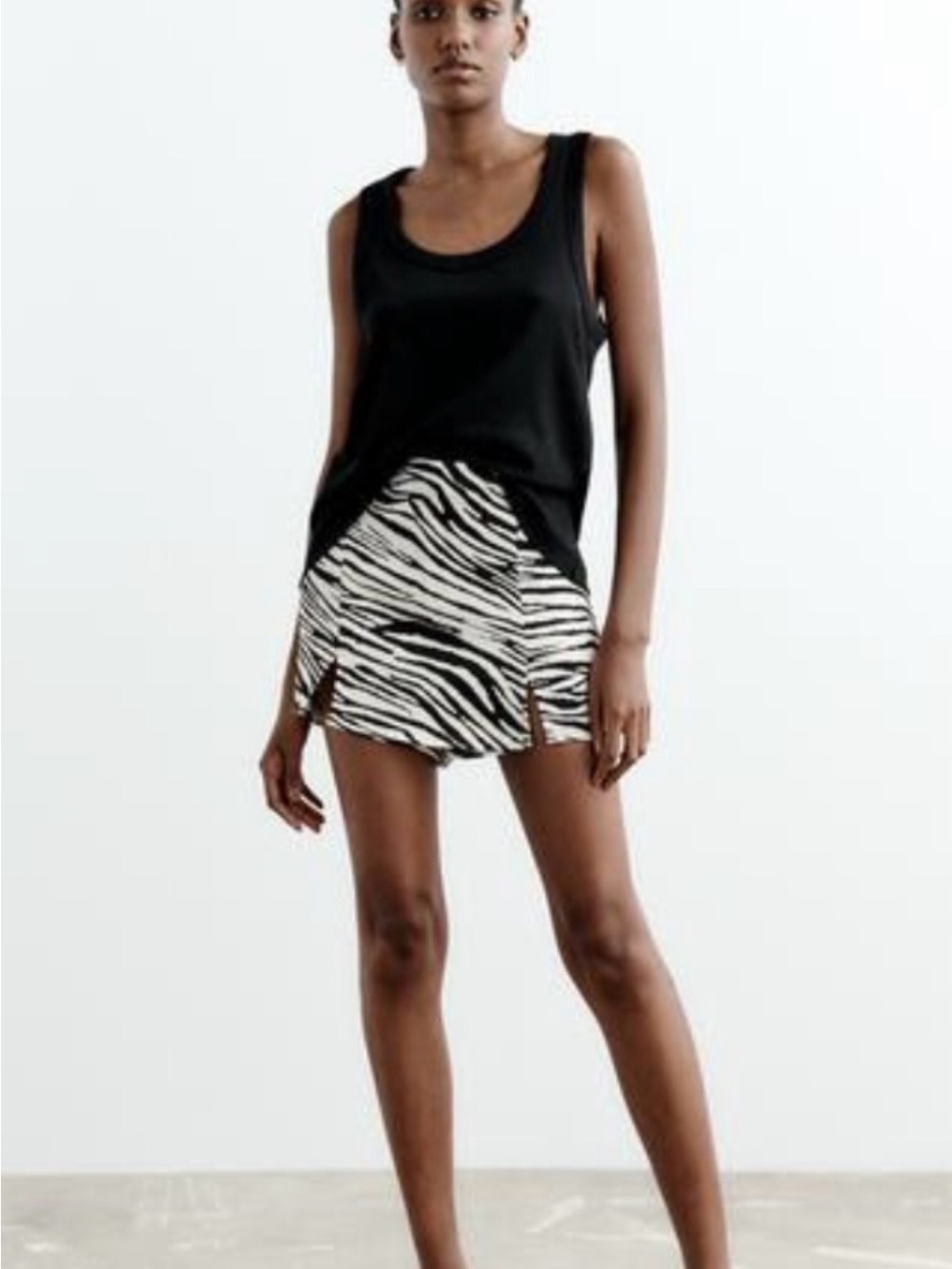 Zara Black & White Zebra Mini Skirt